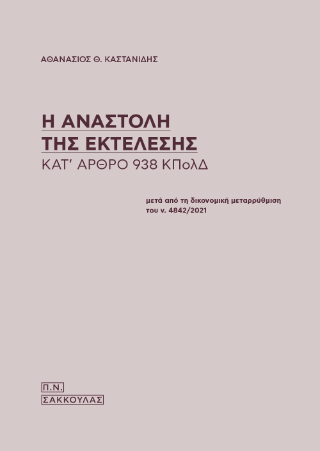 Η αναστολή της εκτέλεσης κατ’ 938 ΚΠΟΛΔ